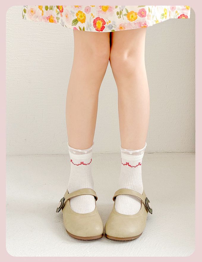 甜夢花園荷葉邊透氣短筒棉襪