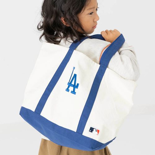 MLB聯名 logo刺繡大容量托特包-洛杉磯道奇-海軍藍 (FREE)