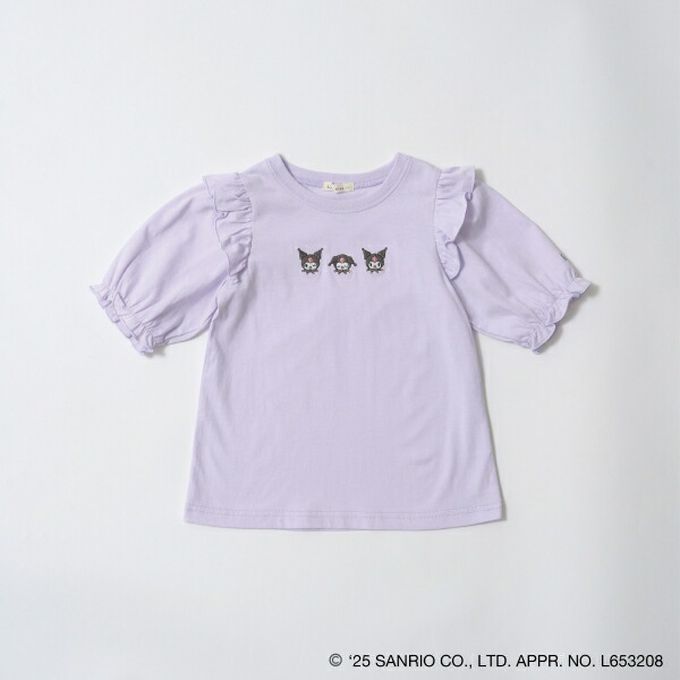 日本 Lycee mine - 可愛刺繡星星鏤空短袖上衣-卡通人物酷洛米-紫丁香