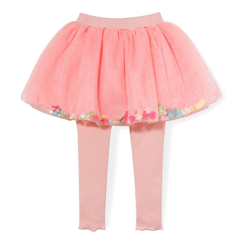 韓國 OZKIZ - 童趣網紗褲裙-粉紅