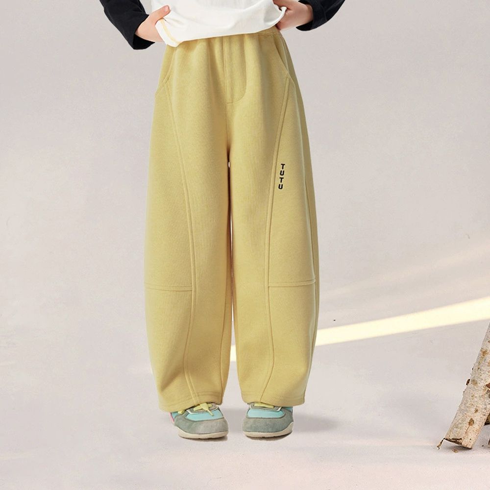 舒適百搭休閒長褲/彎刀褲-黃綠