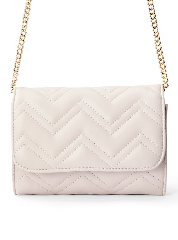 日本 GRL - 絎縫時尚金屬鏈側背小包-淺米 (F)