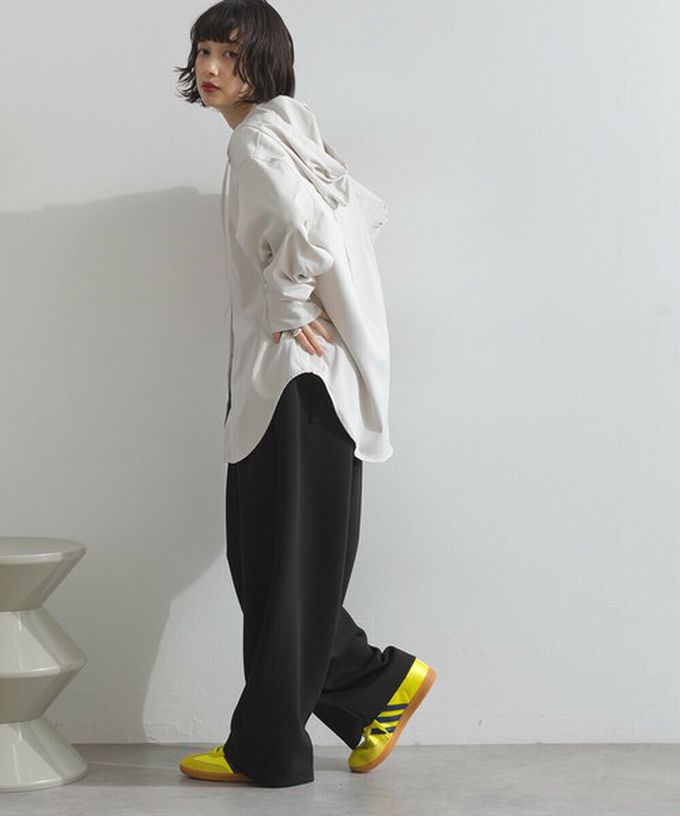 日本 ELENCARE DUE - 復古風磨毛寬版連帽長袖襯衫-咖啡