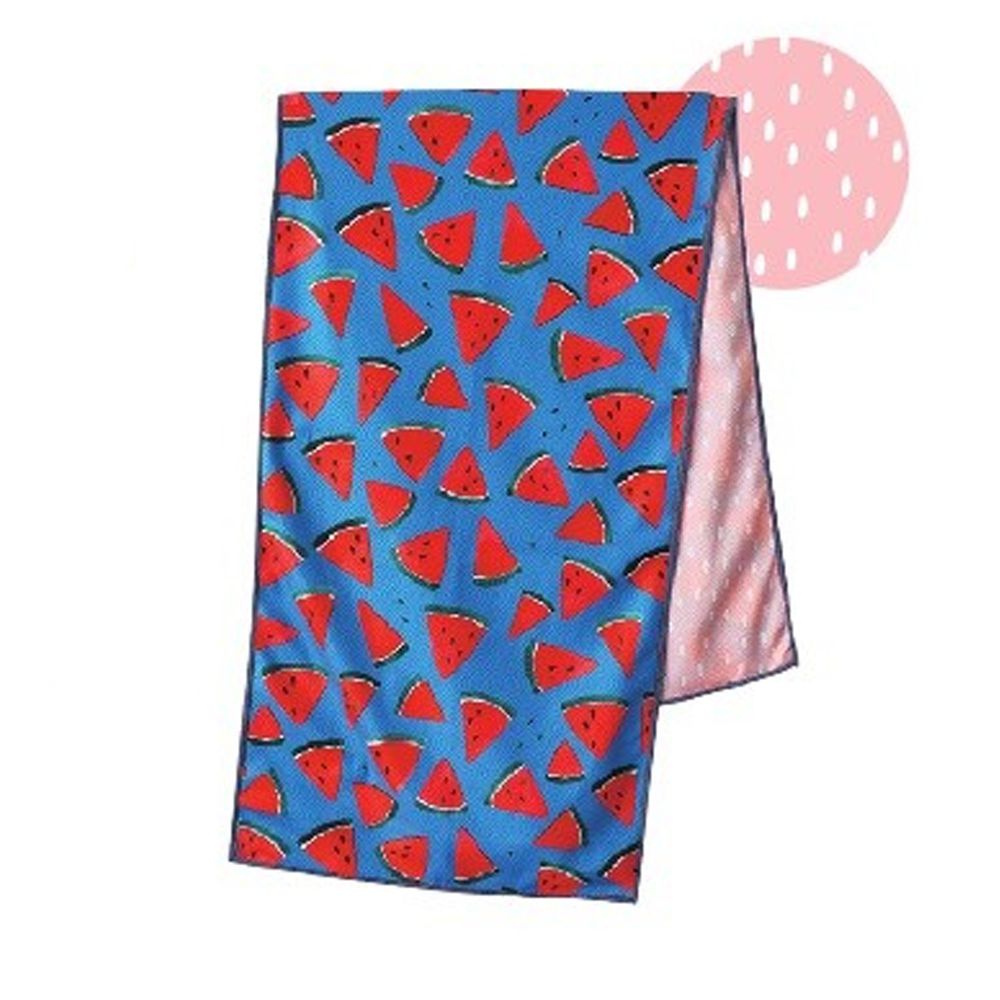 日本現代百貨 - 抗UV水涼感巾(附收納罐)-西瓜-紅藍 (30x100cm)