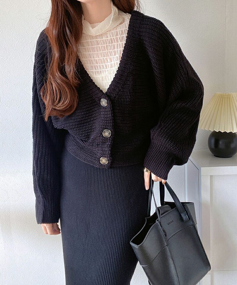 日本 Classical Elf - 可愛2WAY短版針織外套-淺米杏