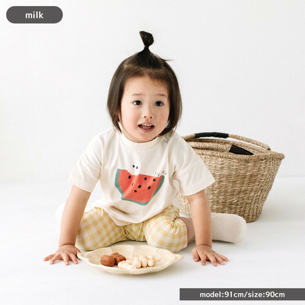 日本 ma lalumiere store - 百搭印花圓領短袖上衣-瓢蟲-淺綠