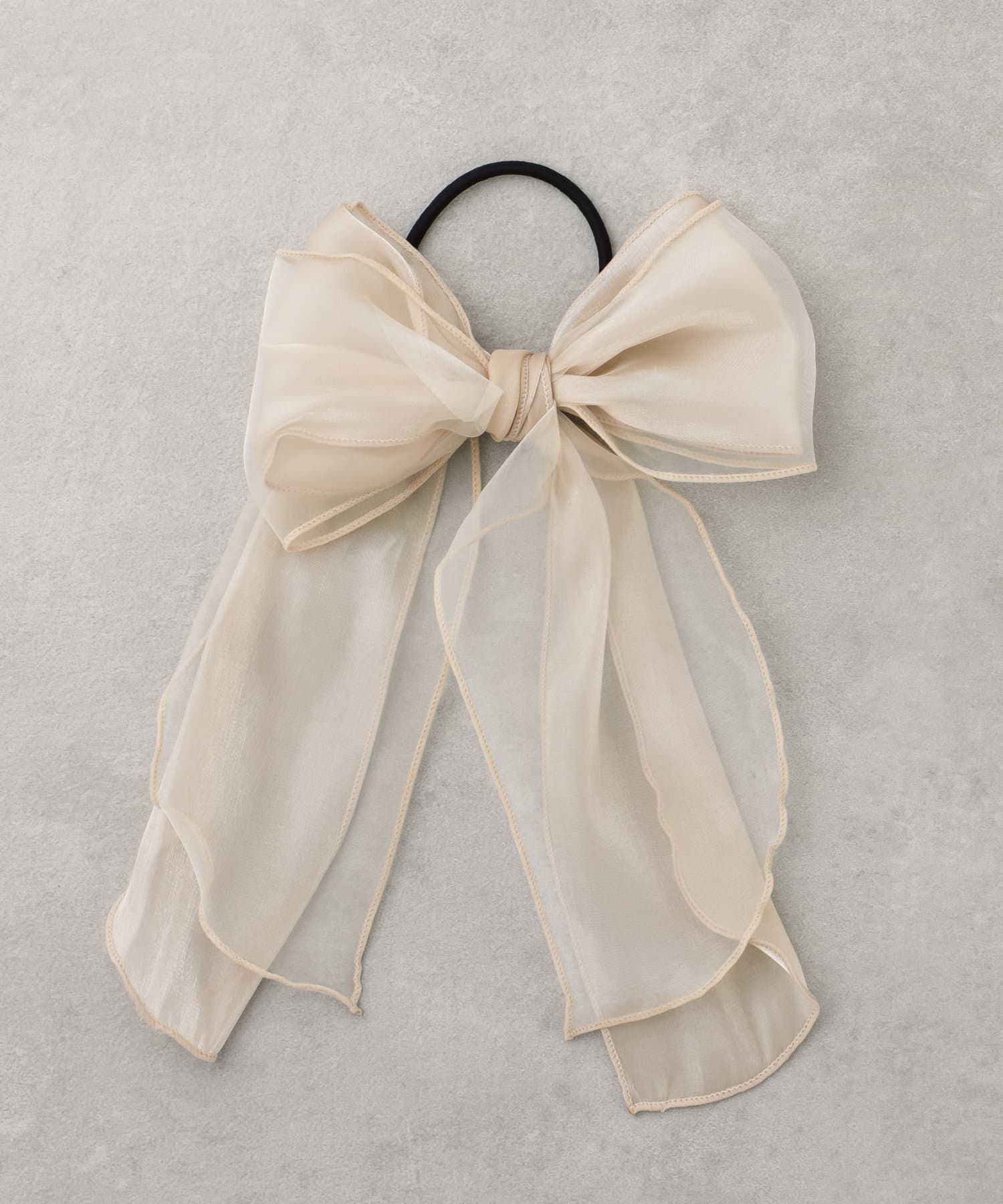 日本 Lattice - 仙女絲帶大蝴蝶結髮圈-象牙