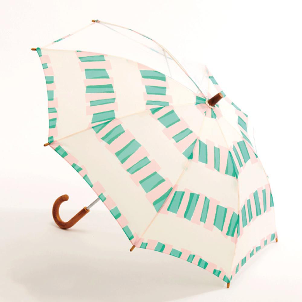日本代購 - 印花透明窗兒童雨傘-繽紛幾何-粉綠 (45cm(身高105-110cm))