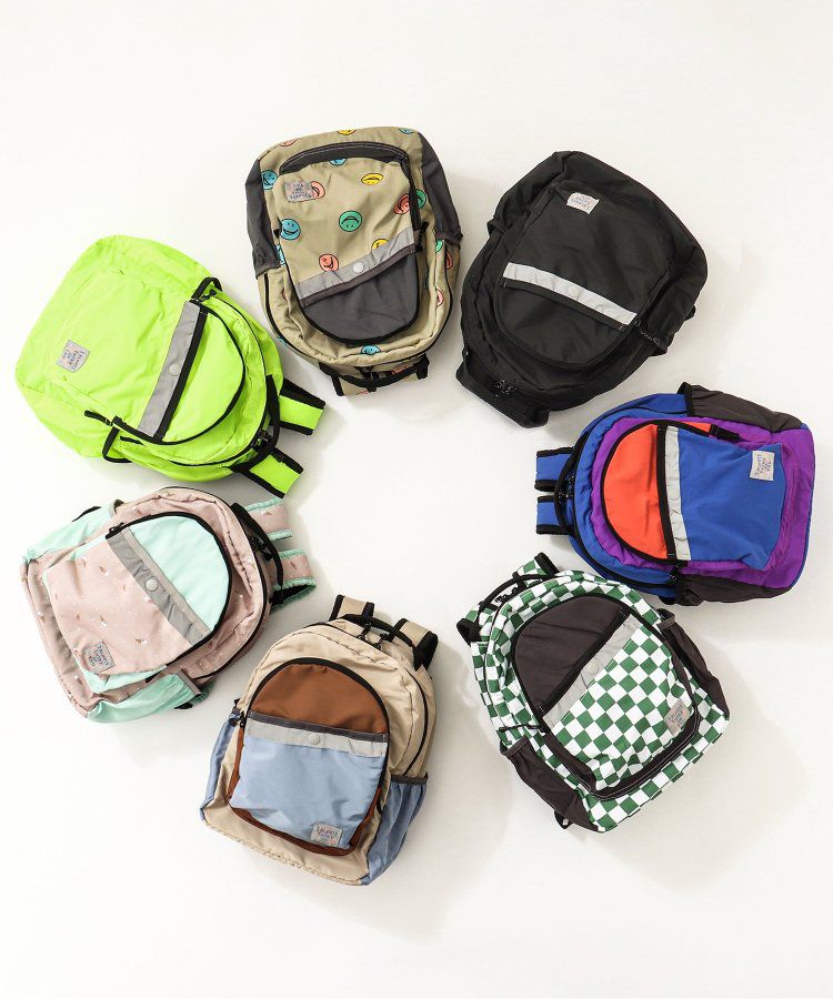 日本 BREEZE - 高機能輕量減壓設計兒童背包-白綠棋盤格 (33x24x13cm)