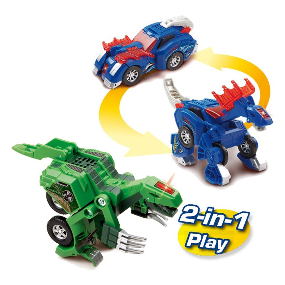 Vtech - 聲光變形恐龍車2入組-阿馬加龍(藍)+鐮刀龍(綠)
