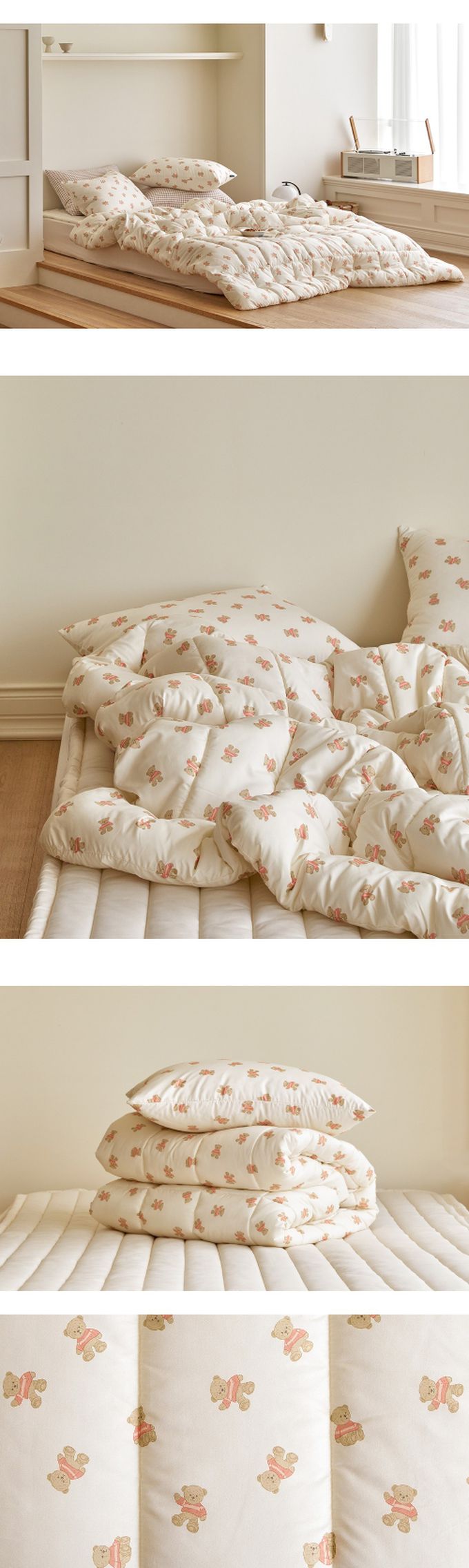 韓國 Maatila - 可水洗超細纖維桃皮感四季被-泰迪熊熊