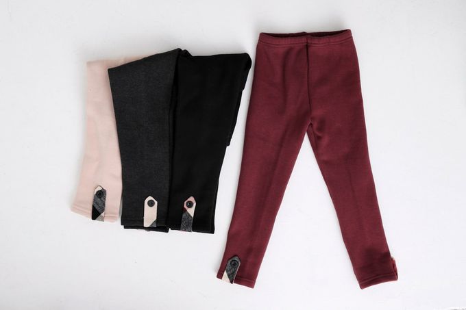 韓國 Coco Bang - 鬆緊腰褲口格紋點綴內搭褲-黑灰