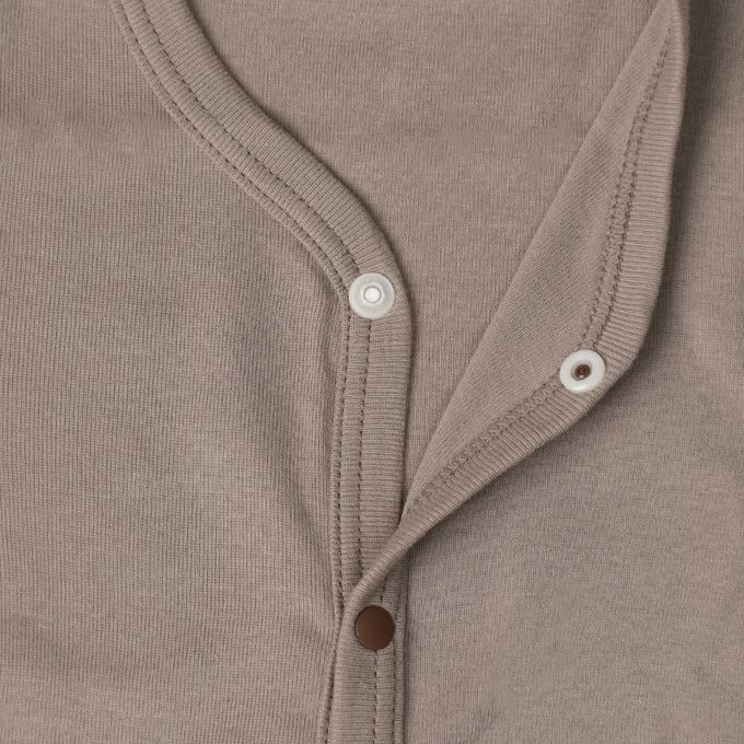 akachan honpo - 長袖前開式速乾包屁衣-2件組 素面-咖啡色