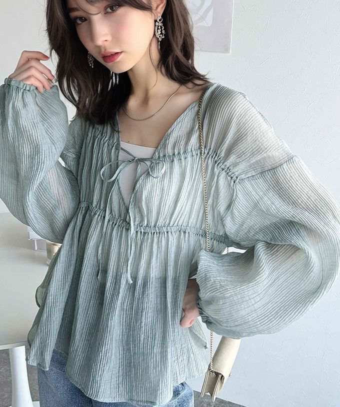 日本 Classical Elf - 浪漫優美透膚2way長袖罩衫-黑