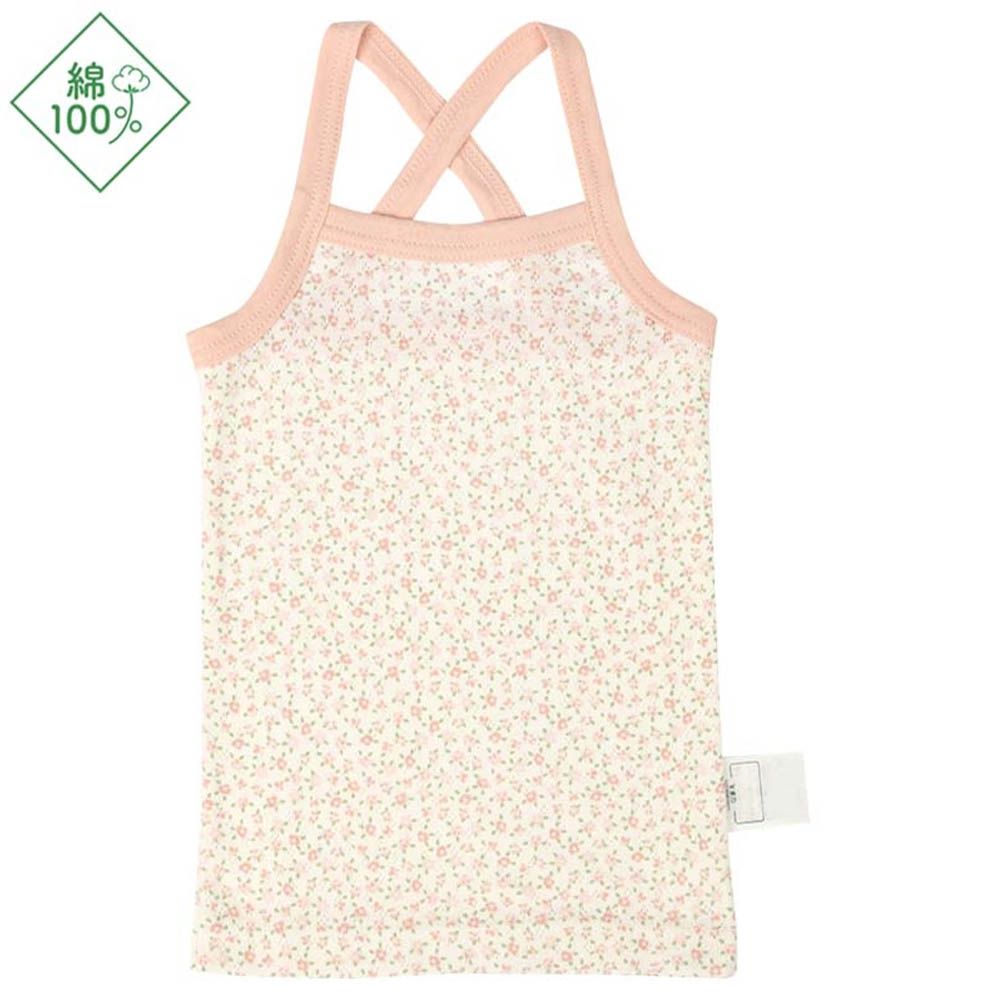 時尚細肩帶背心-小花-粉紅色