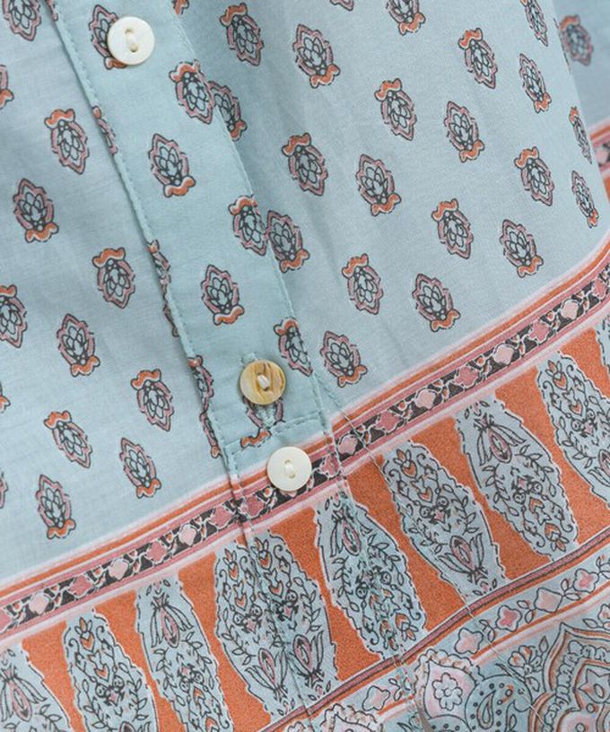 日本 Lupilien - 100%印度棉 清新印花柔軟洋裝-圖騰-白