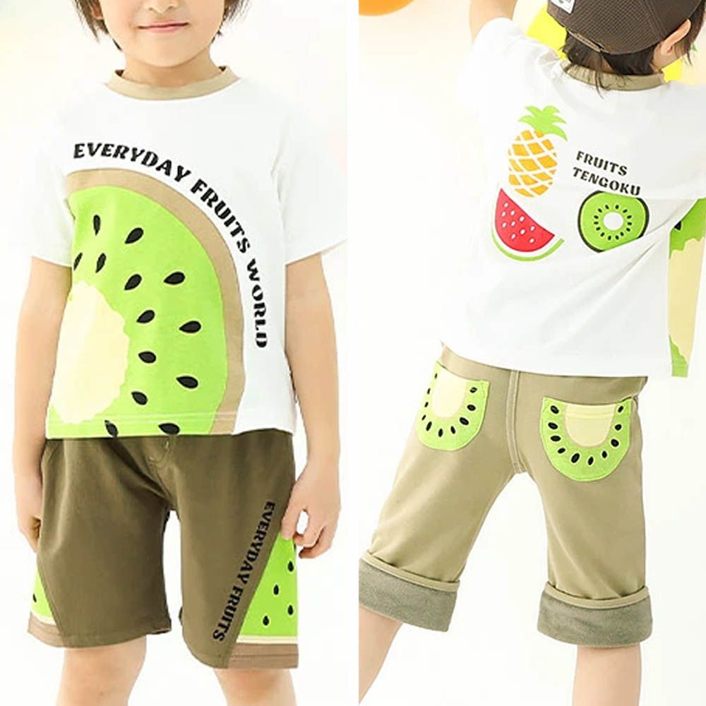 水果切片印花天竺棉短袖上衣-奇異果