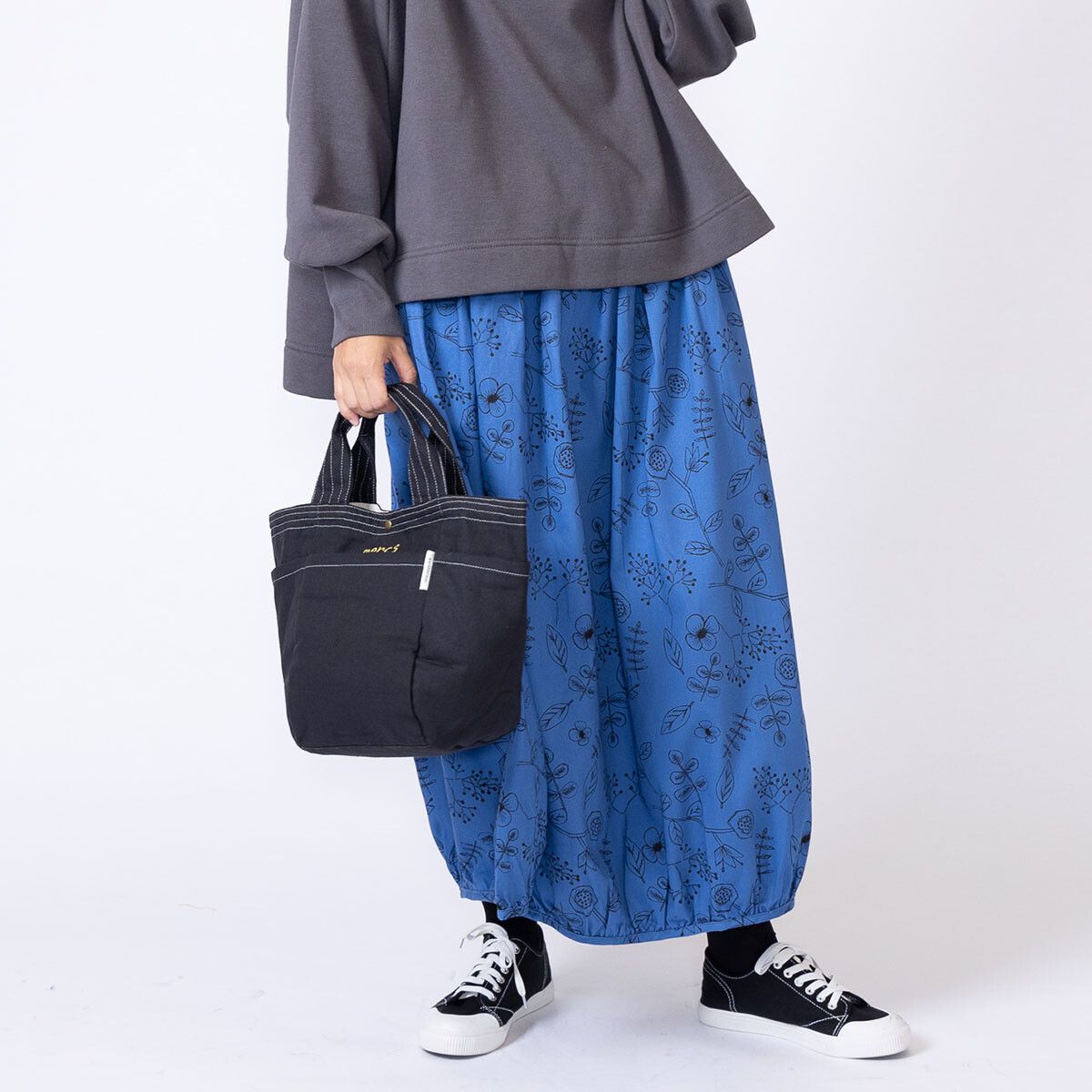 日本 Chepeli - 印度棉 刺繡手提帆布包/托特包-merci-黑 (25x37x16cm)