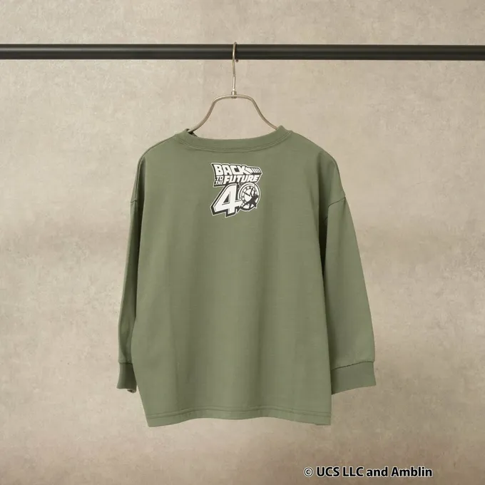 日本 b-ROOM - 聯名款 印花長袖上衣-回到未來電影場景-黑