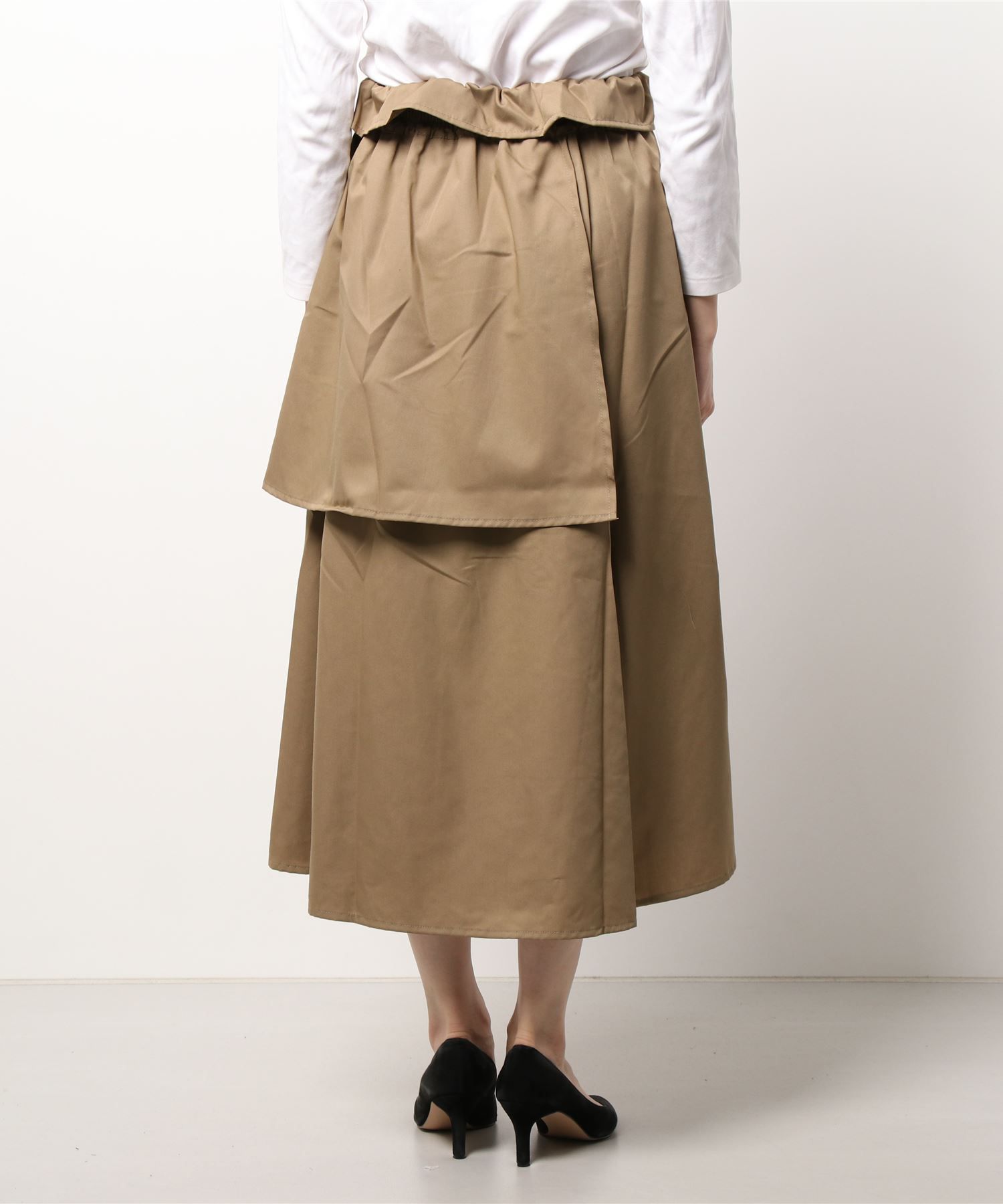 日本 Riche Glamour - 不規則剪裁長裙-褐