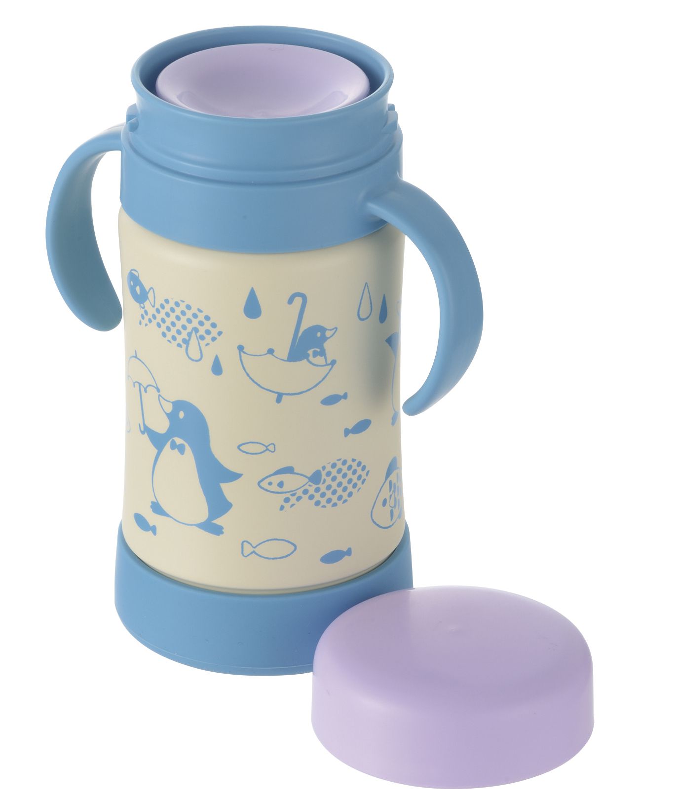 日本 Richell 利其爾 - 萌答答三階段不鏽鋼水杯禮盒組-吸管配件X2組、360度直飲上蓋(含墊圈)、鴨嘴吸管杯、不鏽鋼吸管杯-藍/黃-8個月適用