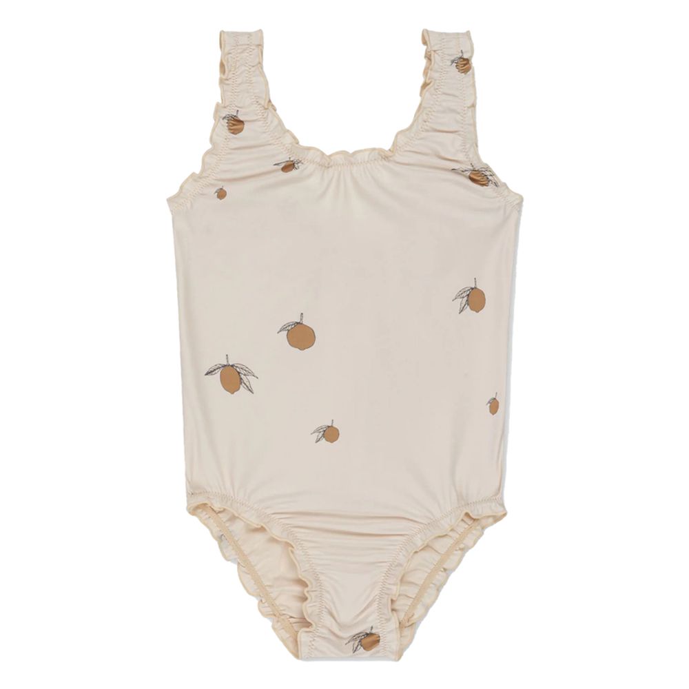 UPF50+U型連身泳裝(附泳帽)-檸檬