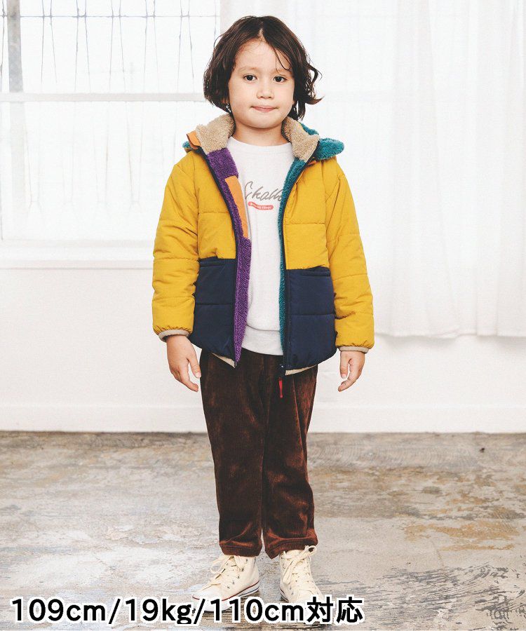 日本 BREEZE - 2WAY極暖裏絨保暖鋪棉外套-卡其x咖啡