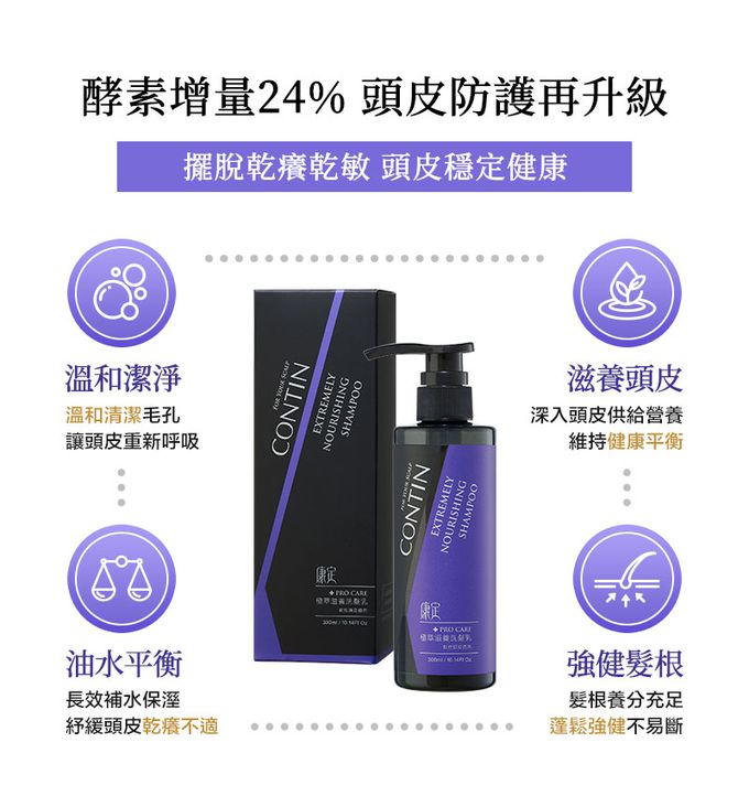 清潔頭皮，滋養秀髮，加強髮絲柔順亮澤