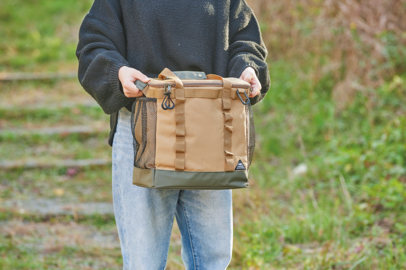 日本 Seto Craft - 露營風 方形保溫保冷提袋/側背包(附隔層*2)-黑 (LL(30x22x30cm))-19L