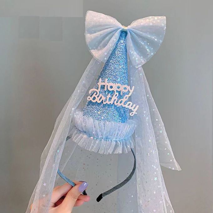 閃粉公主風頭紗生日帽髮箍