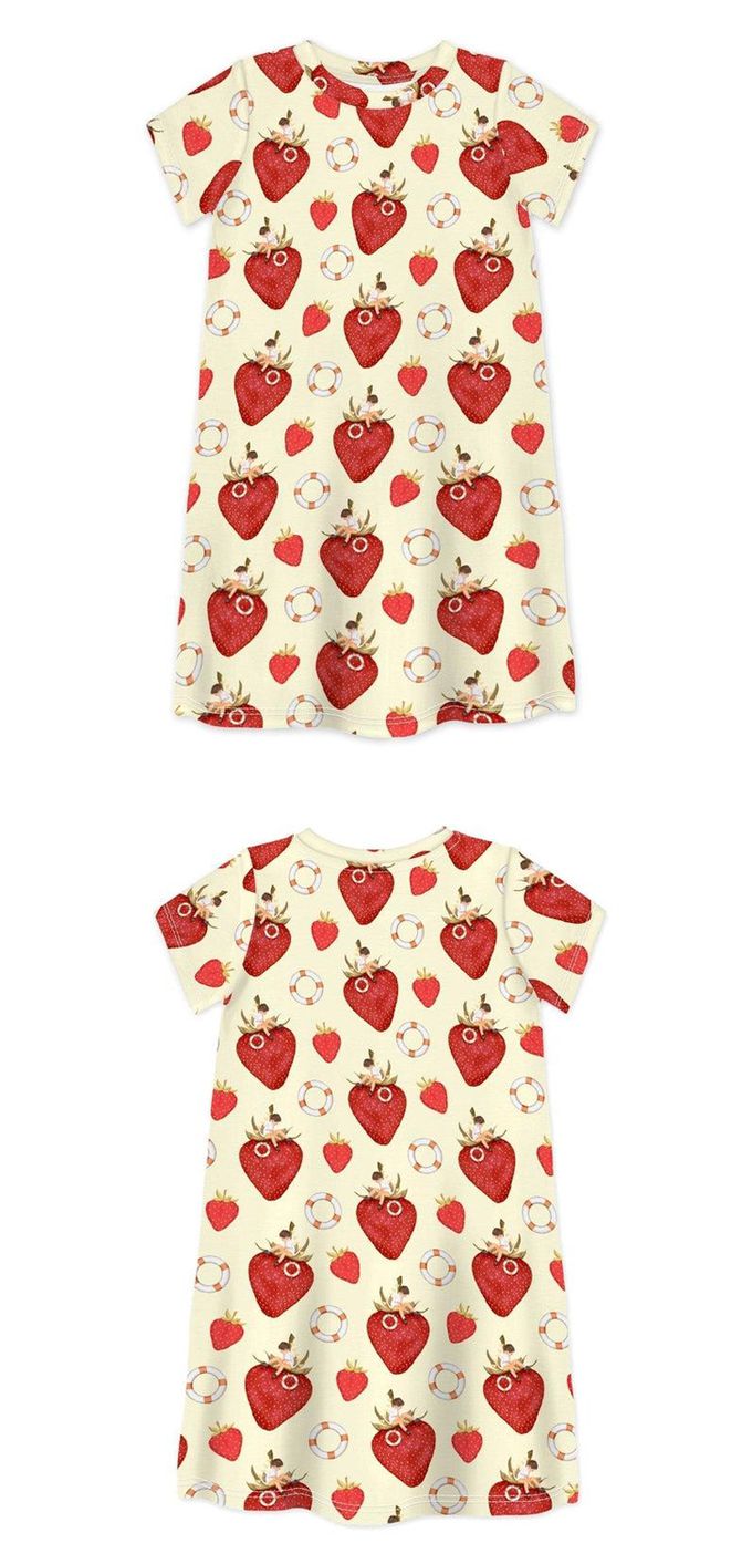 英國 SLEEP NO MORE - 100% 有機棉短袖連身裙-草莓 (1.5-2 Y)