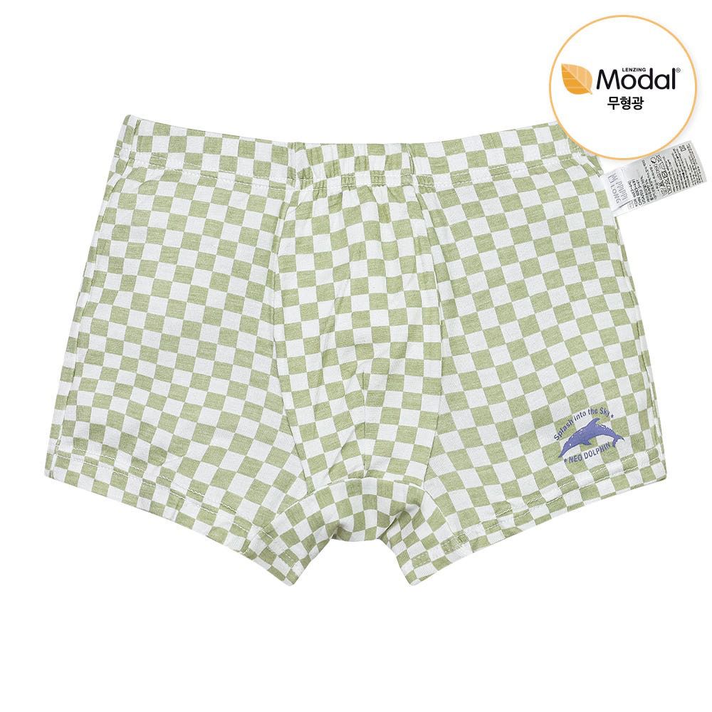 莫代爾親膚絲滑四角褲(男寶)-方塊格海豚-綠