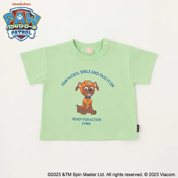 日本 petit main - 汪汪隊聯名 印花短袖上衣-毛毛-卡其