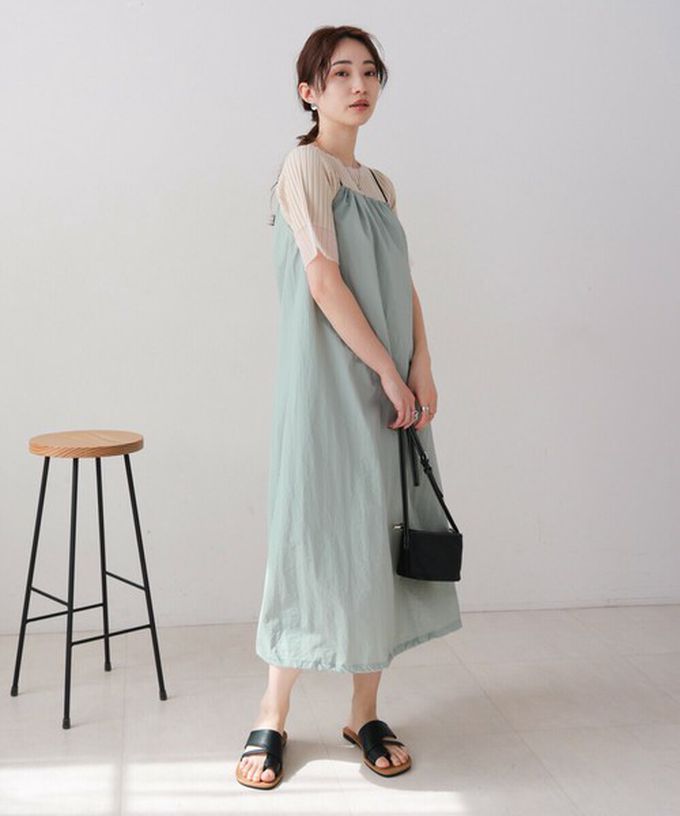 日本 Bab - 下擺澎澎氣球尼龍吊帶洋裝-深灰