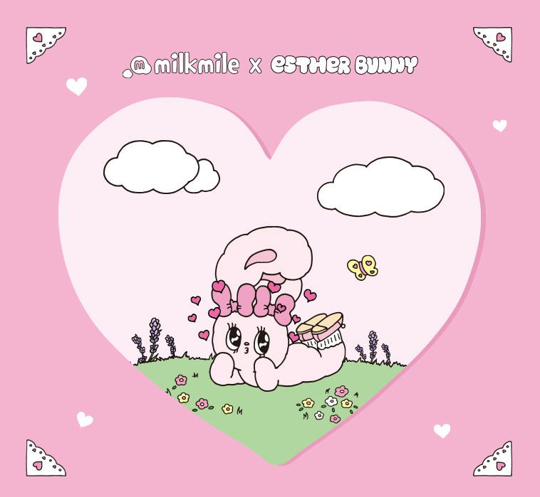 韓國 milk mile - (聯名款)天使兔兔內刷毛長袖套裝-粉