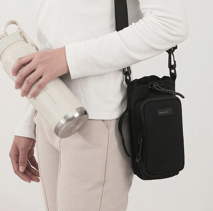 日本 LIZDAYS - 防潑水 手機水壺收納隨身側背小包-淺卡其