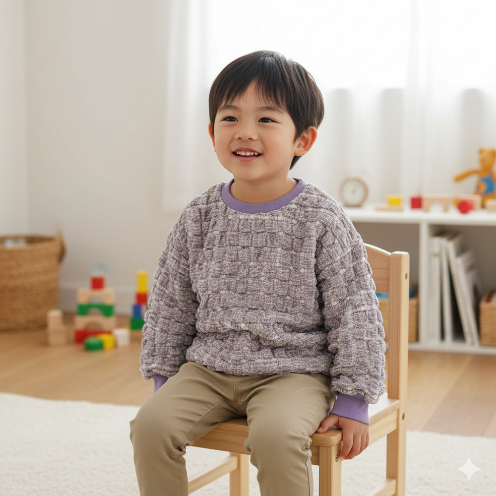 T恤-紋理感布料-紫色