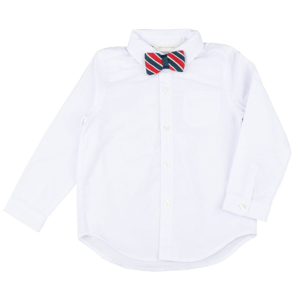 akachan honpo - 長袖襯衫 附領結-白色