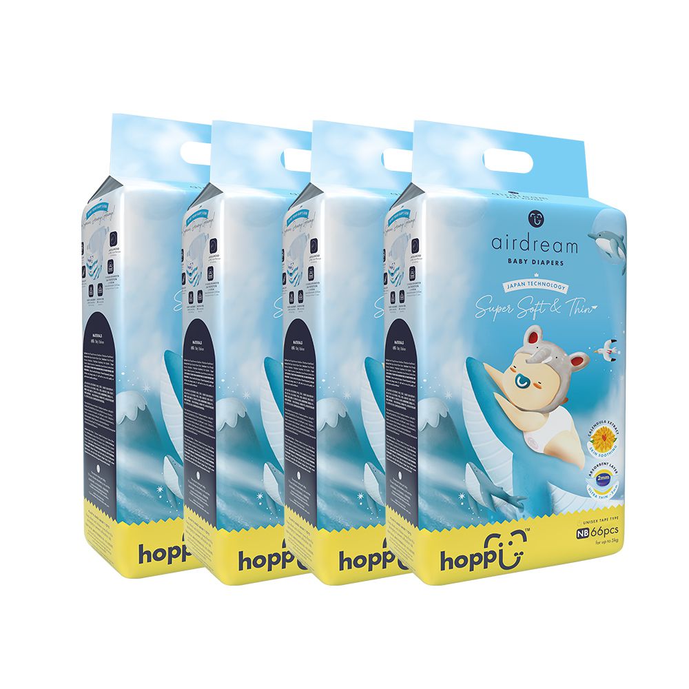 airdream 輕薄系列嬰兒尿布－黏貼型(NB)－66片－4袋