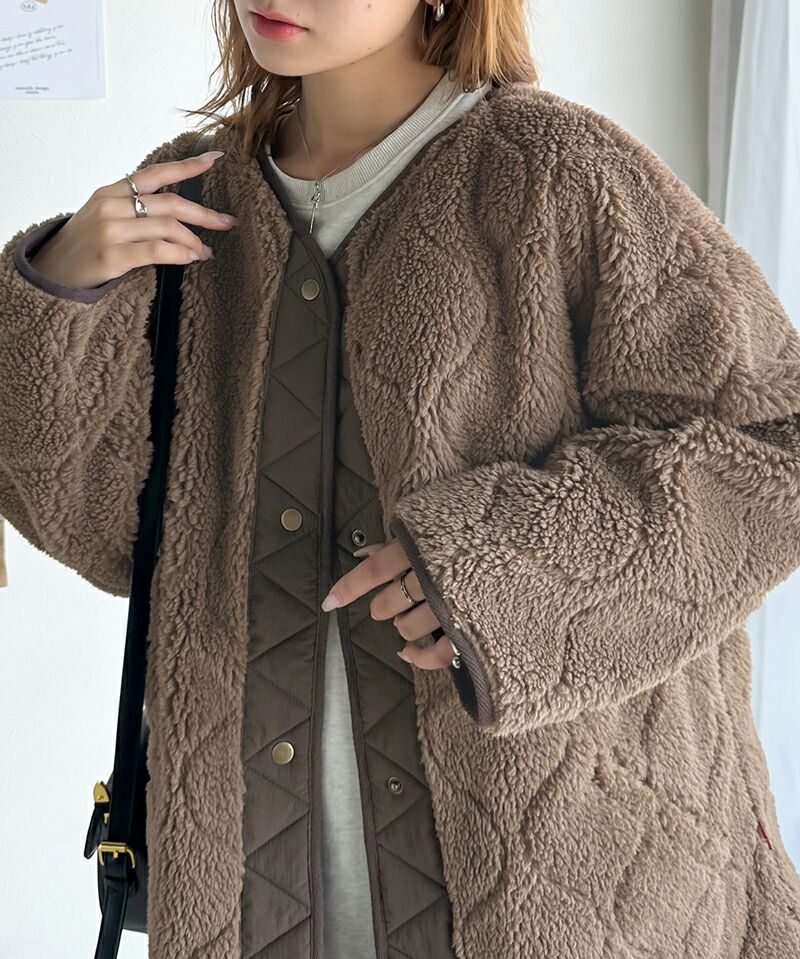 日本 Classical Elf - 寬版絎縫短絨毛呢外套-黑