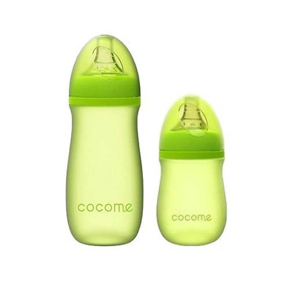 cocome 可可萌 - 防爆感溫晶鑽寬口玻璃奶瓶-1 + 1 實用組-綠色-150mL(M [3個月起])x1+260mL(L [6個月起])x1