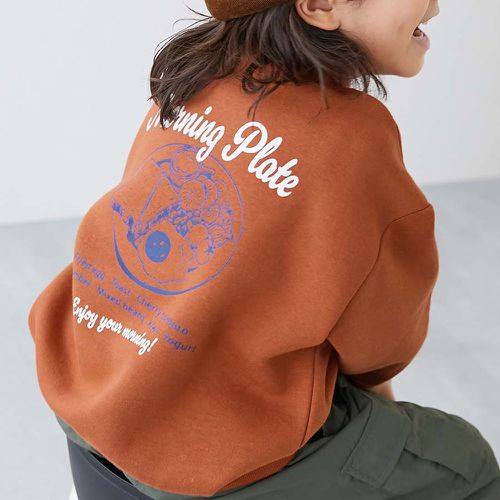 日本 devirock - 熱銷定番 裏起毛落肩大學長袖上衣-美式早餐-磚橘