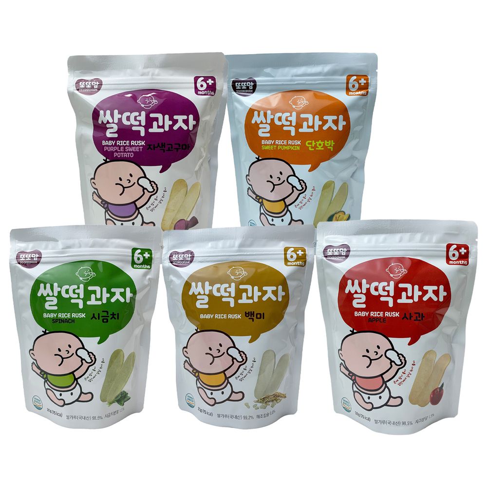 韓爸田園日記 - 米片片米餅-綜合5入(原味/甜南瓜/紫薯/蘋果/菠菜)-1包/20公克