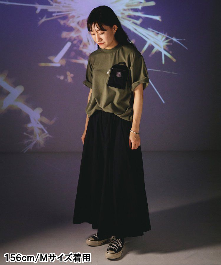 日本 BREEZE - 聯名款 夜光拉鍊大口袋短袖上衣(大人)-撞色-白