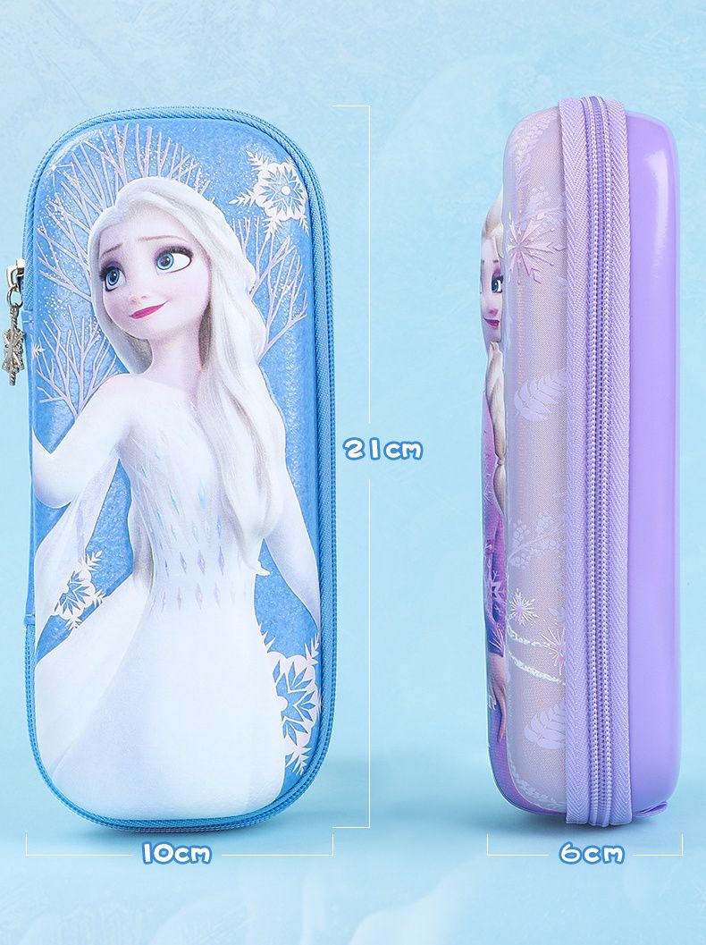 防水3D立體大容量鉛筆盒-卡通人物藍色冰雪