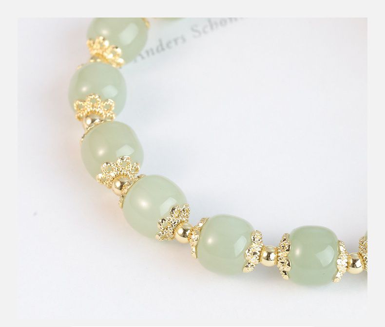 8mm和田玉玉兔串珠手鏈-彈力繩款 (13-18cm)