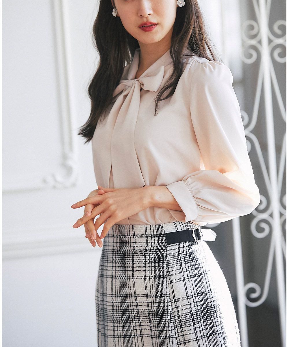 日本 tocco-closet - 蝴蝶紐結細針織上衣-天使白