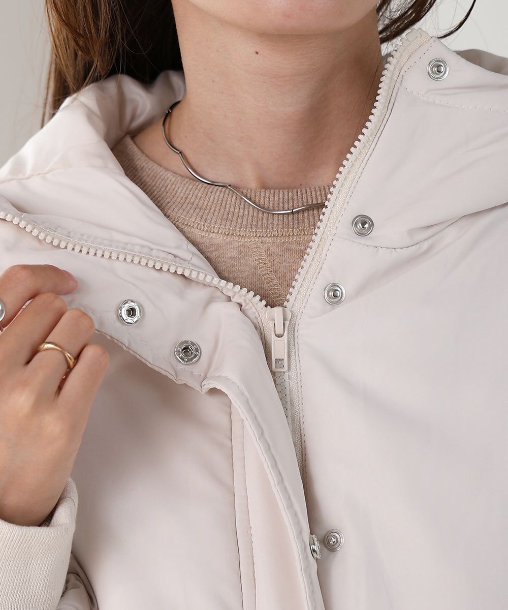 日本 Bab - 時尚大廓形抽繩連帽鋪棉外套-灰