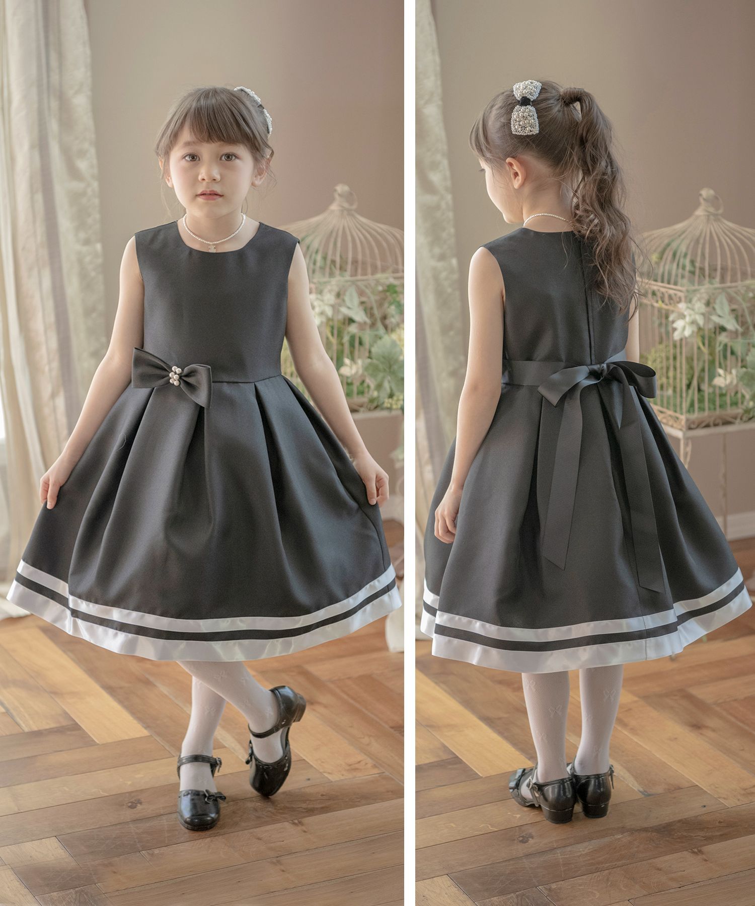 日本 Catherine Cottage - 珍珠蝴蝶結簡約法式洋裝/小禮服-粉紅