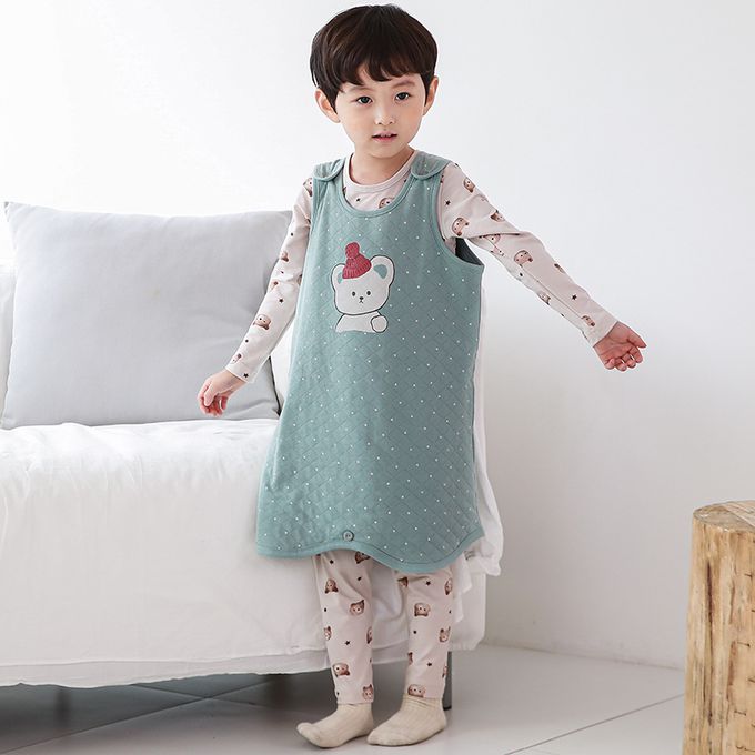 正韓 Cogibu - 極舒適無螢光劑 100% 有機棉幼兒/兒童鋪棉保暖防踢背心-北極熊